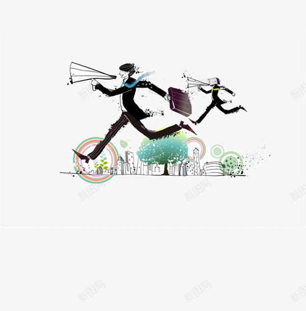 手绘奔跑的人png免抠素材_新图网 https://ixintu.com 商务 奔跑的人 手绘画 矢量装饰 装饰