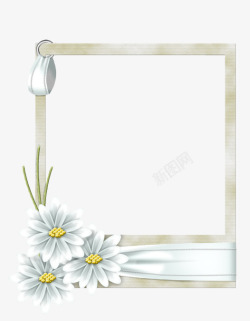 白色花朵相框装饰素材