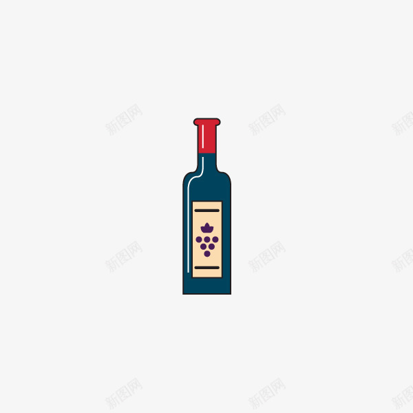 卡通版手绘的葡萄酒瓶png免抠素材_新图网 https://ixintu.com 免抠图 效果图 瓶子 红葡萄酒 红酒 装饰图