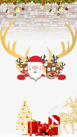 驯鹿圣诞老人圣诞海报高清图片