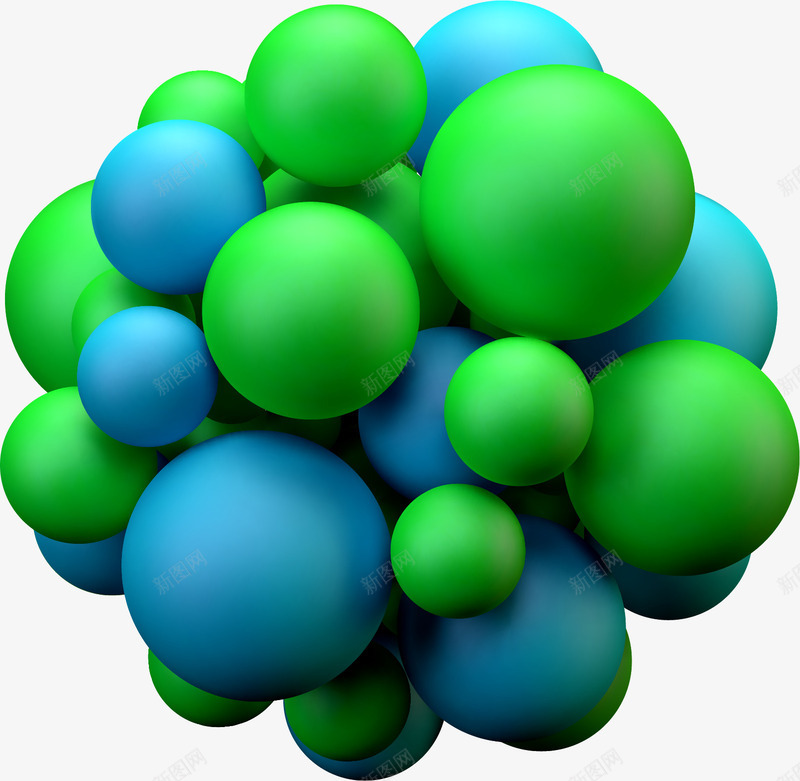 彩色球体png免抠素材_新图网 https://ixintu.com 3D球体 彩色 矢量图片 绿色小球 蓝色小球 装饰背景