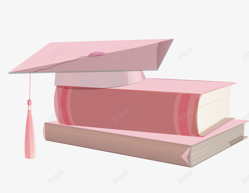粉色书本学士帽png免抠素材_新图网 https://ixintu.com 书本 学士帽
