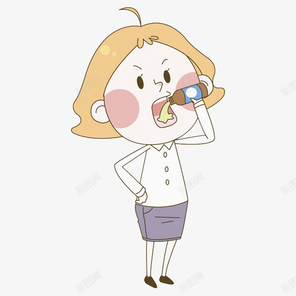 吃药的女人png免抠素材_新图网 https://ixintu.com 卡通 吃药卡通图 吃药的 女人 插图 漂亮的 生病的 白领