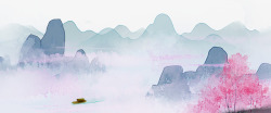 中国风手绘水墨风景山水徽派建筑31素材