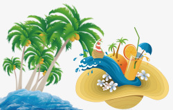 沙滩装饰椰树帽子素材