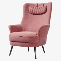 布料单人椅粉色麻布休闲椅子高清图片