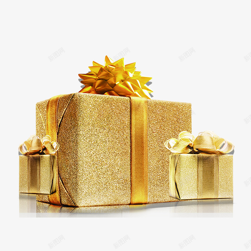 金色包装盒psd_新图网 https://ixintu.com 免费 免费下载 包装盒 惊喜 盒子 礼物 礼物盒 礼物盒子 蝴蝶结 金色