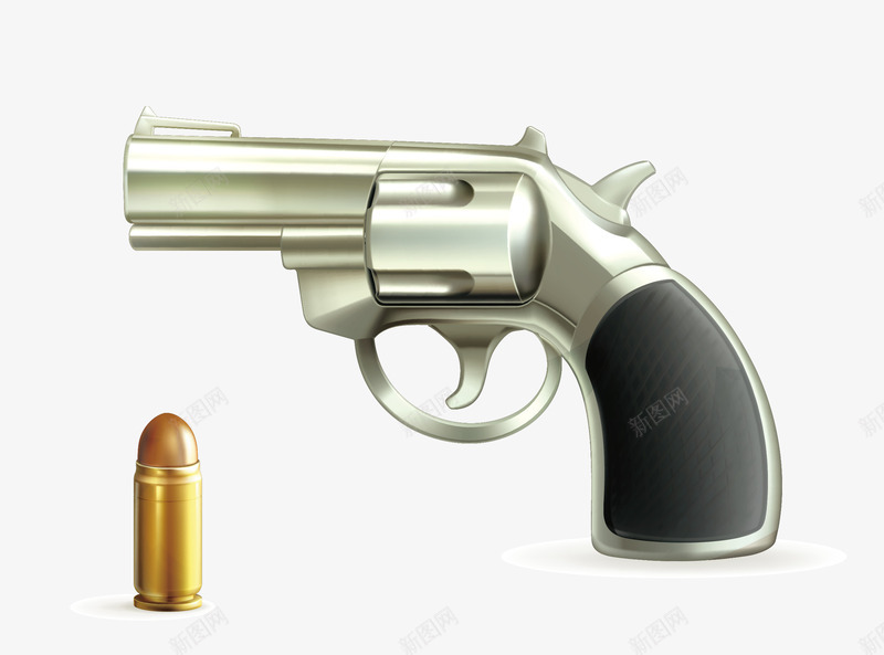 左轮手枪和一颗子弹矢量图ai免抠素材_新图网 https://ixintu.com 卡通子弹 子弹 左轮手枪 杀手 犯罪 矢量图
