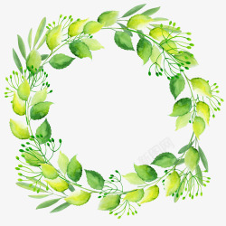 绿叶圆环水彩枝叶装饰圆环高清图片