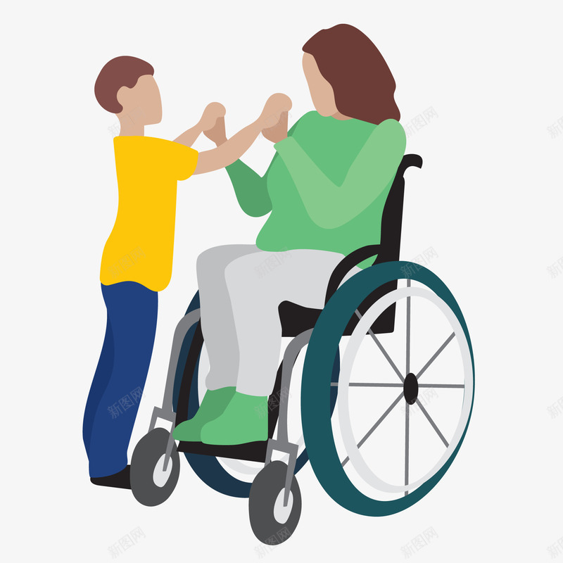坐着轮椅和小孩玩耍的人物png免抠素材_新图网 https://ixintu.com 乐观 乐观向上 人物设计 坐着的小朋友 开朗 弱势群体 手上 残疾人 轮椅