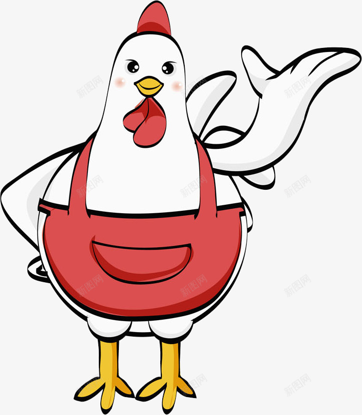 掐腰的公鸡png免抠素材_新图网 https://ixintu.com 公鸡 卡通 可爱的 掐腰的 插图 红围裙 鸡年