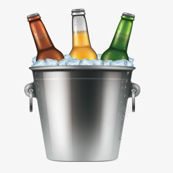 夏日嗨啤冰桶中的啤酒矢量图高清图片