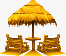 草棚沙滩躺椅高清图片