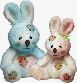 布偶兔染色的小兔子玩偶高清图片