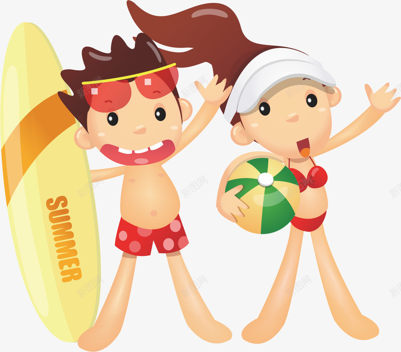 游泳比赛png免抠素材_新图网 https://ixintu.com 卡通 小朋友 沙滩排球 游泳比赛 玩耍