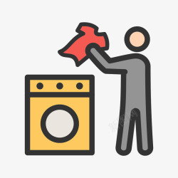 打扫小人洗衣机洗衣服UI扁平化打扫清洁图标高清图片