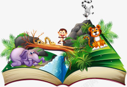 书上有树和动物素材