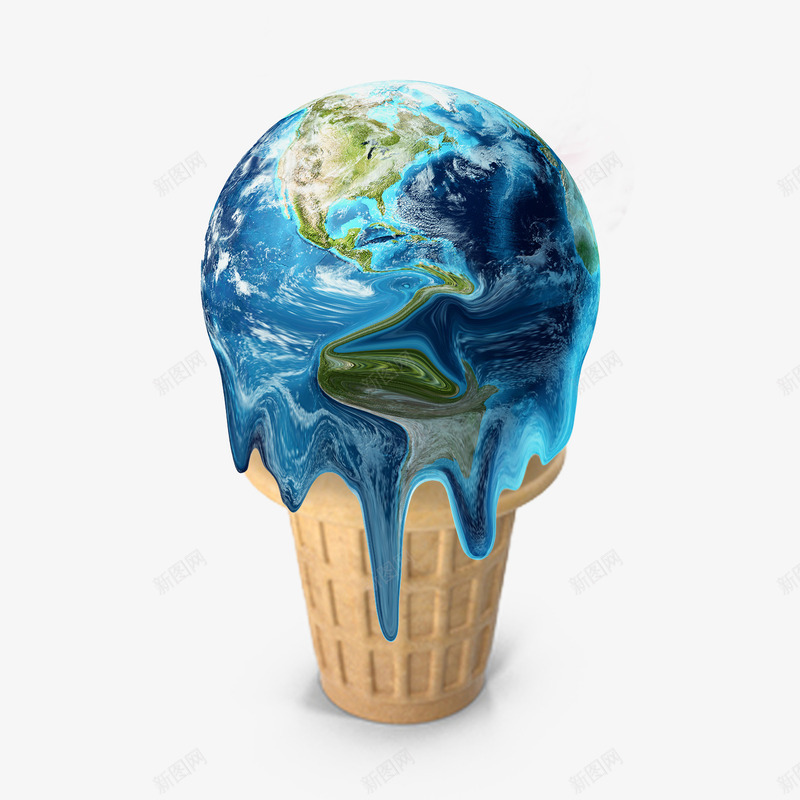 创意地球圆筒冰淇淋psd免抠素材_新图网 https://ixintu.com 冰淇淋 冷饮 圆桶冰淇淋 地球 地球效果图 科技 蓝色 食物