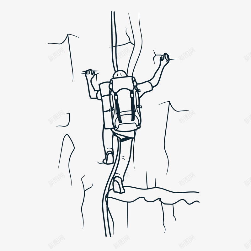 登山者爬山装饰案矢量图图标ai_新图网 https://ixintu.com 世界不行日 卡通 手绘 步行 爬山 登山 矢量图 纹理 线条 背包客 背包的登山者 节日