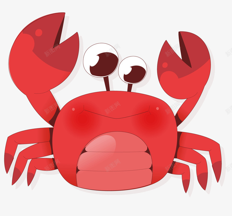 一只红色的螃蟹png免抠素材_新图网 https://ixintu.com 卡通 可爱 吃的 海鲜 红色的螃蟹