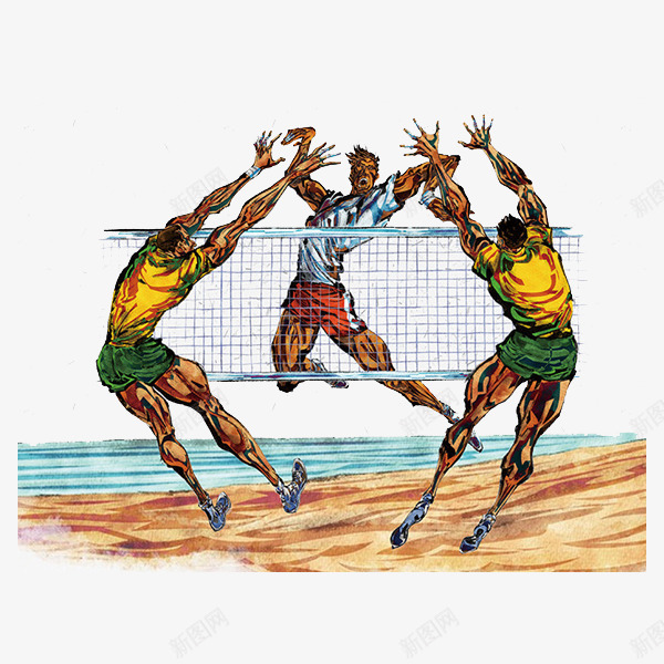 排球比赛png免抠素材_新图网 https://ixintu.com 卡通 手绘 排球 比赛 沙滩