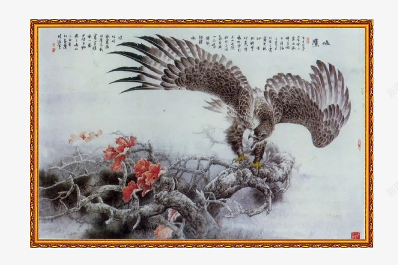 经典水墨国画壁画png免抠素材_新图网 https://ixintu.com 中式挂画 产品实物 国画 壁画 大鹏展翅 大鹏展翅素材 客厅画 挂画 有框画 水墨大鹏展翅挂画 水墨方框边 装饰画