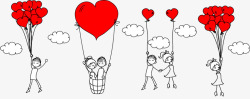 情侣爱心红心横幅矢量平面卡通人物高清图片