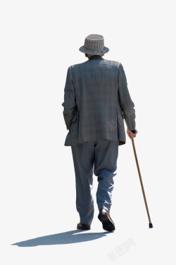 老人散行走的老人背影高清图片