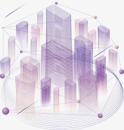 三维紫色三维科技大楼数据图高清图片