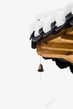鸟屋手绘积雪建筑檐角高清图片