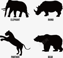 大象设计图标卡通动物剪影图标矢量图高清图片