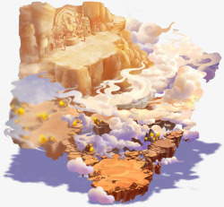 浮空岛云中卡通游戏背景素材