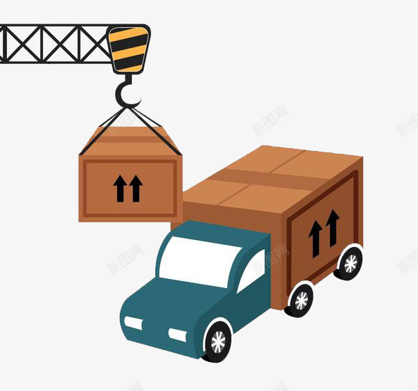 吊装机装载png免抠素材_新图网 https://ixintu.com 创意 卡车 流通 装载 货物 起吊机 运输 运达 运送