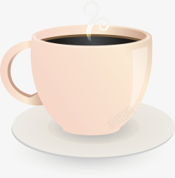 瓷杯中冒热气的饮料好喝的醇香咖啡矢量图高清图片