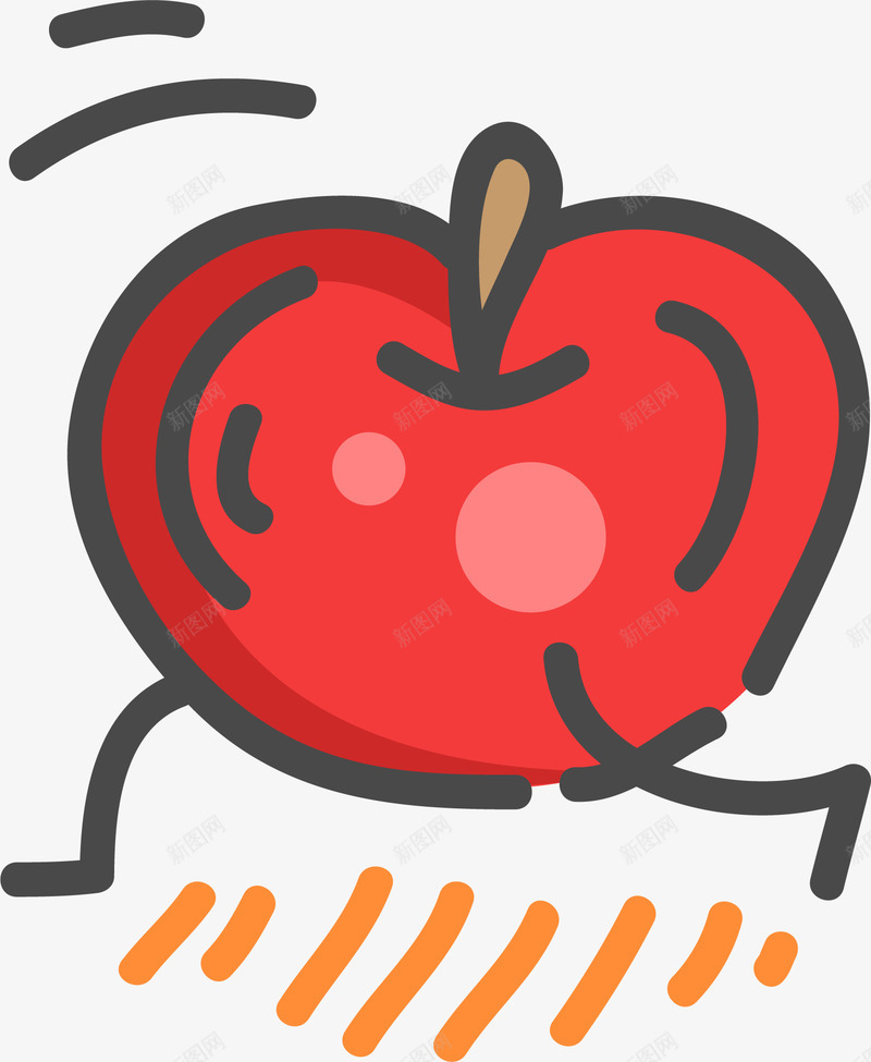 奔跑的苹果png免抠素材_新图网 https://ixintu.com 卡通手绘 插画 植物花卉 矢量图案 红色 苹果