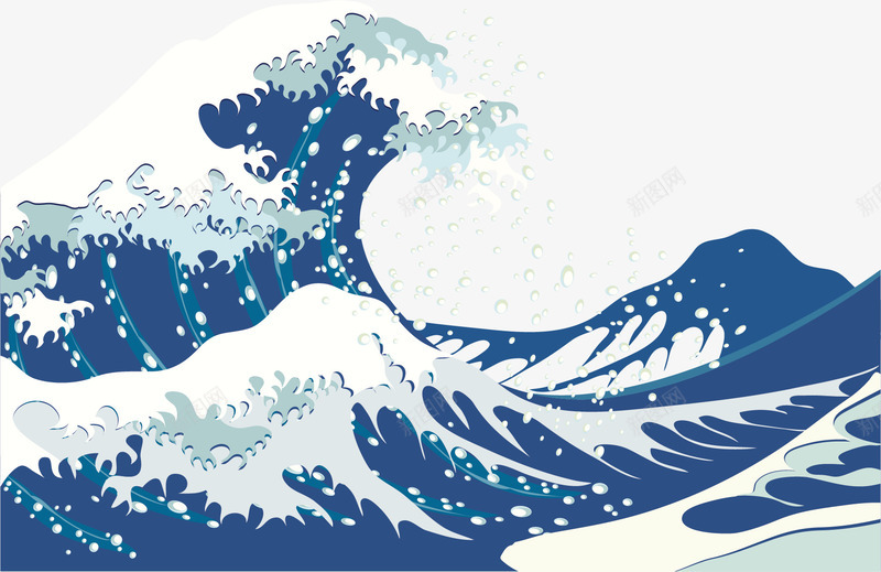 深蓝海水png免抠素材_新图网 https://ixintu.com 卡通 夏天 手绘 日本海浪 海水 深蓝 游玩 蓝色