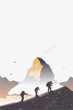 登山杖广告扁平化旅游主题元素高清图片