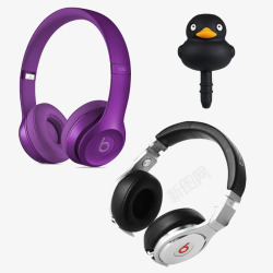 紫色鸭子耳机耳麦头戴式耳机高清图片