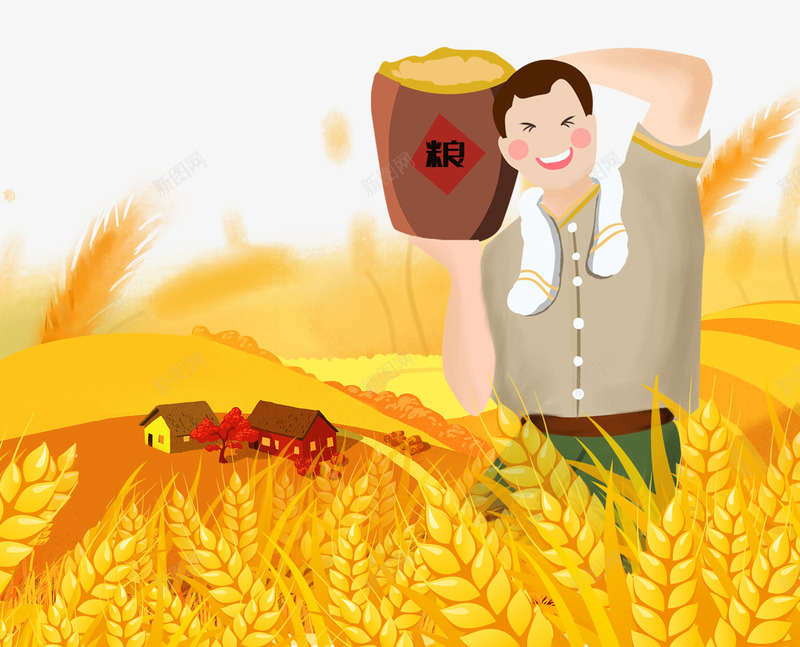 农民丰收麦子庄稼png免抠素材_新图网 https://ixintu.com 丰收 农民 庄稼 麦子 麦穗收割