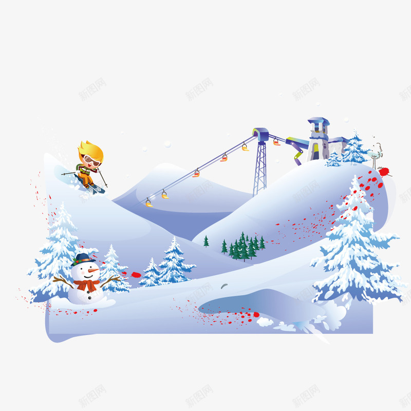在滑雪场滑雪的男子矢量图ai免抠素材_新图网 https://ixintu.com 滑雪 滑雪场 男子 矢量图