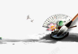 笔刷鸟中国风水墨画高清图片
