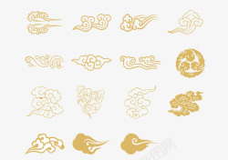 金色货币符号吉祥云纹纹样高清图片