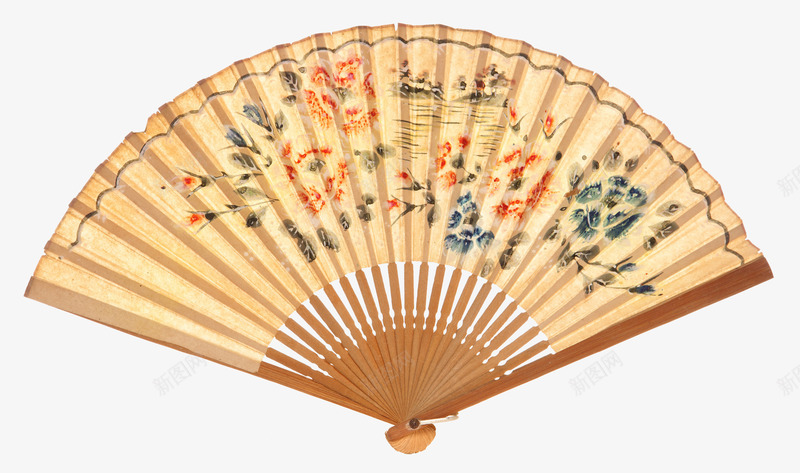 扇子png免抠素材_新图网 https://ixintu.com 中国风 折扇 花 黄