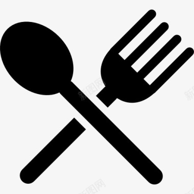 餐具剪影刀叉交叉图标图标