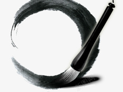 中式传统风格圆环毛笔水墨笔刷墨迹图片高清图片