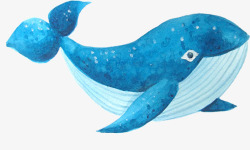 蓝色的鲨鱼水彩图素材