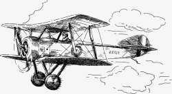 古董工具飞行的老式飞机矢量图高清图片