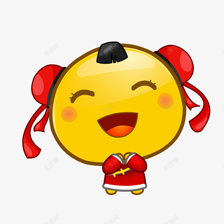 小孩笑哈哈png免抠素材_新图网 https://ixintu.com 乐呵呵 小女孩 红头绳 红衣服
