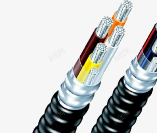 电缆线png免抠素材_新图网 https://ixintu.com 光纤 电缆线 红色 线缆 黄色