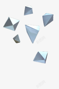 白色多边体漂浮几何三角立方体高清图片
